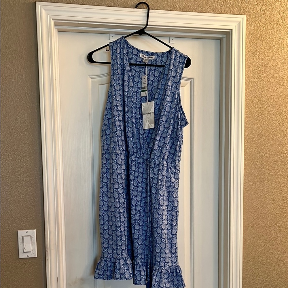 Blue Patterned Sleeveless Dress
